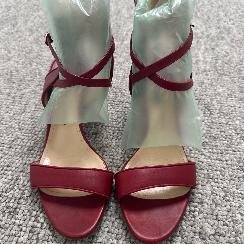 Paul Andrew Red Strappy Sandals with Ankle Strap